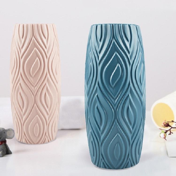2-Piece Plastic Vase Set For Creative Flower Arrangements Wet And Dry Decor - Pink