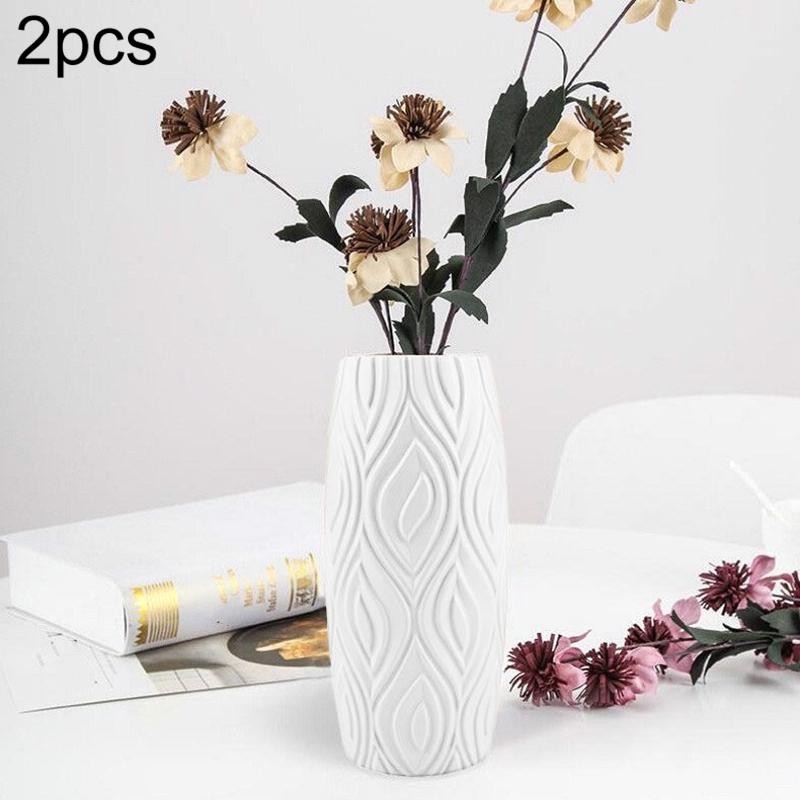 2-Piece Plastic Vase Set For Creative Flower Arrangements Wet And Dry Decor - Pink