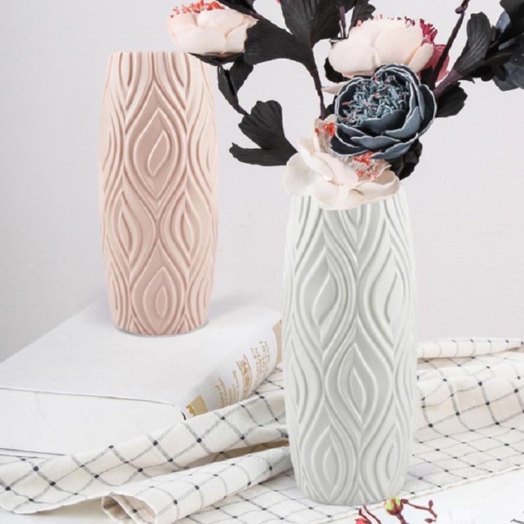 2-Piece Plastic Vase Set For Creative Flower Arrangements Wet And Dry Decor - Pink