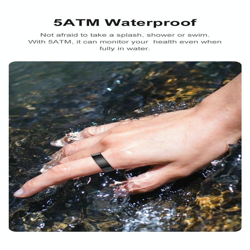 Smart Ring With Heart Rate Blood Oxygen Sleep Monitoring & Sports Modes - Size 10 - Black