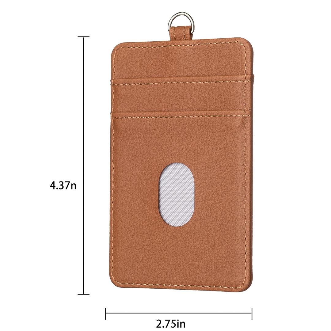 Vertical Id Card Bag & Lanyard - Brown