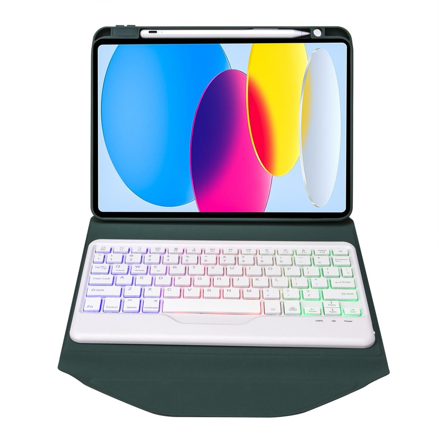 Bluetooth Keyboard Leather Tablet Case With Pen Slot And Backlight - Black