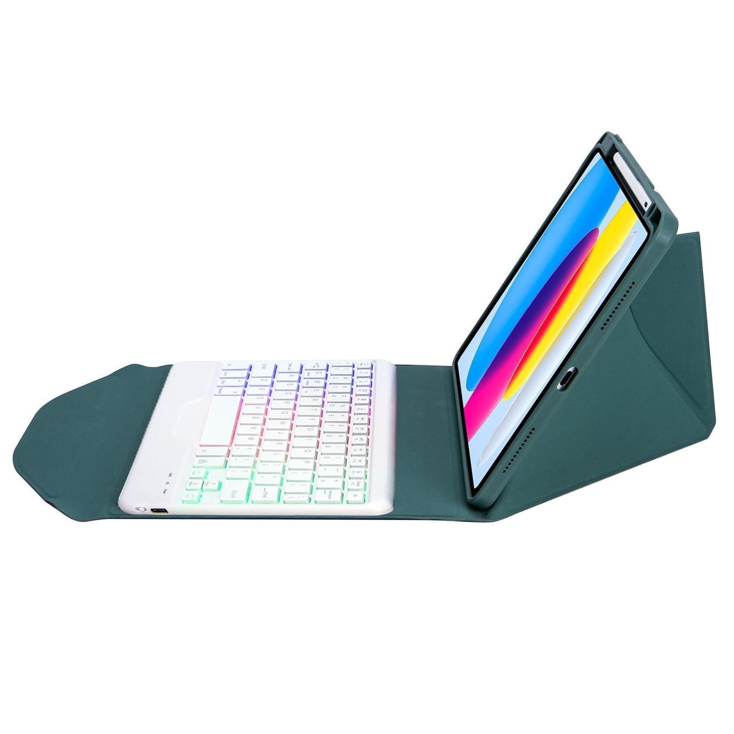 Bluetooth Keyboard Leather Tablet Case With Pen Slot And Backlight - Black