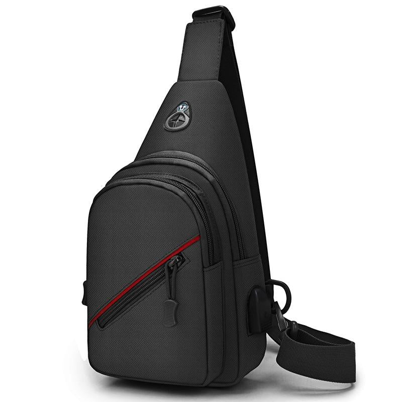 Men Oxford Cloth Crossbody Chest Bag Outdoor Leisure Single Shoulder Bag - Black
