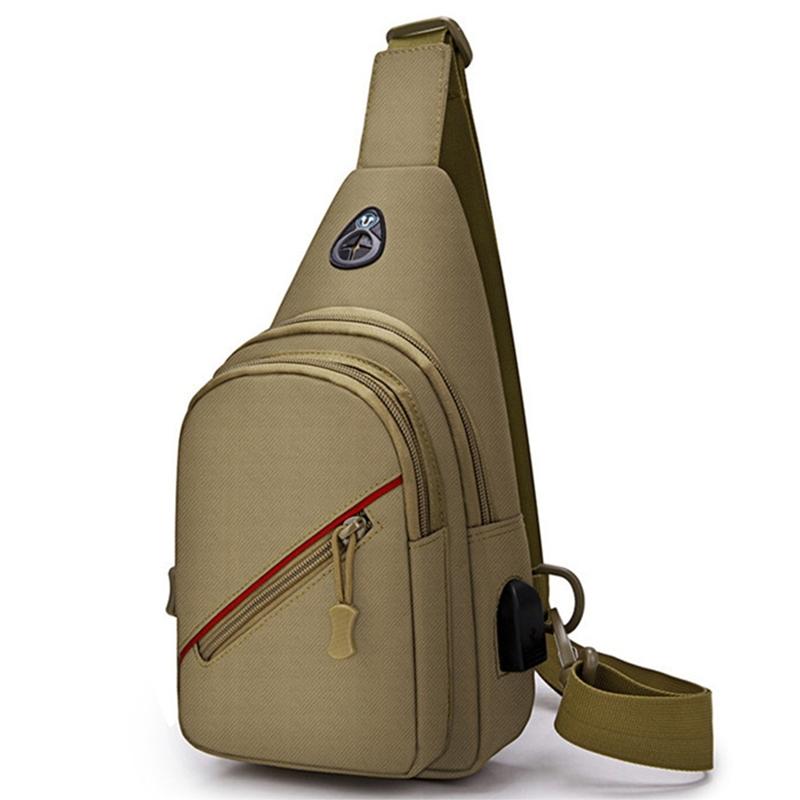 Men Oxford Cloth Crossbody Chest Bag Outdoor Leisure Single Shoulder Bag - Black
