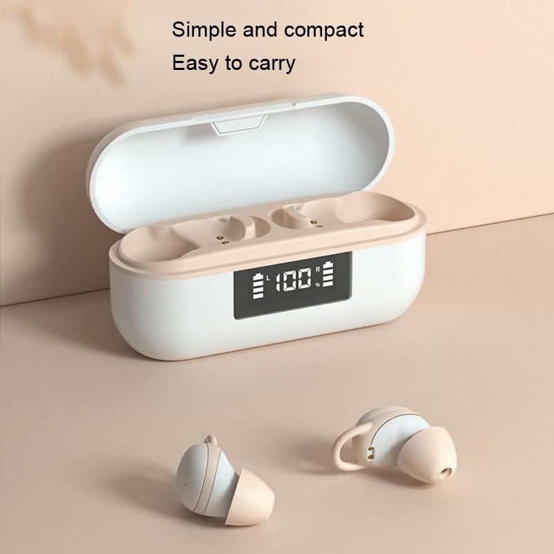 Wireless Noise-cancelling Earbuds with Digital Display and Charging Case - White