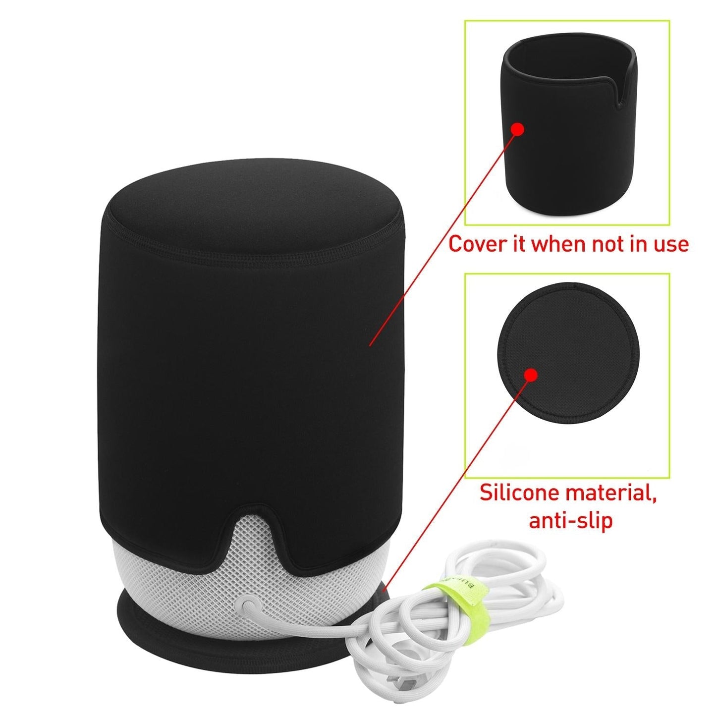 Black Dustproof Case for Homepod / Mini 2 Speaker with Anti-slip Pad