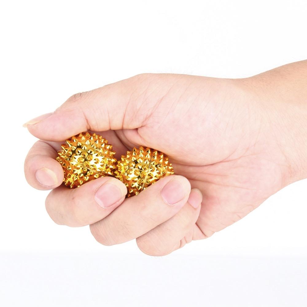 1 Pair Magnetic Massage Balls Relax Muscles & Relieve Pressure 3.2Cm - Gold