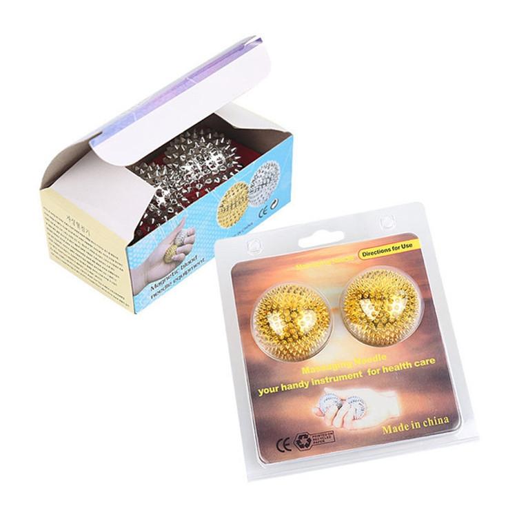 1 Pair Magnetic Massage Balls Relax Muscles & Relieve Pressure 3.2Cm - Gold