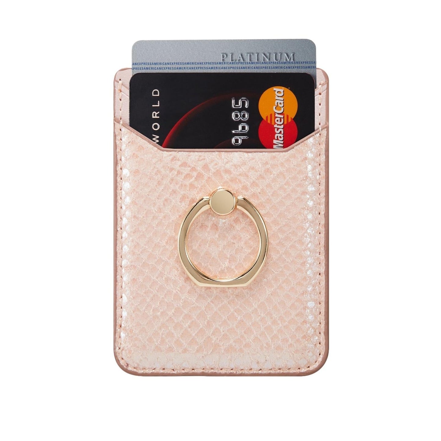 Rfid Snake Texture Phone Card Bag With Ring Fits Most Phones - Green