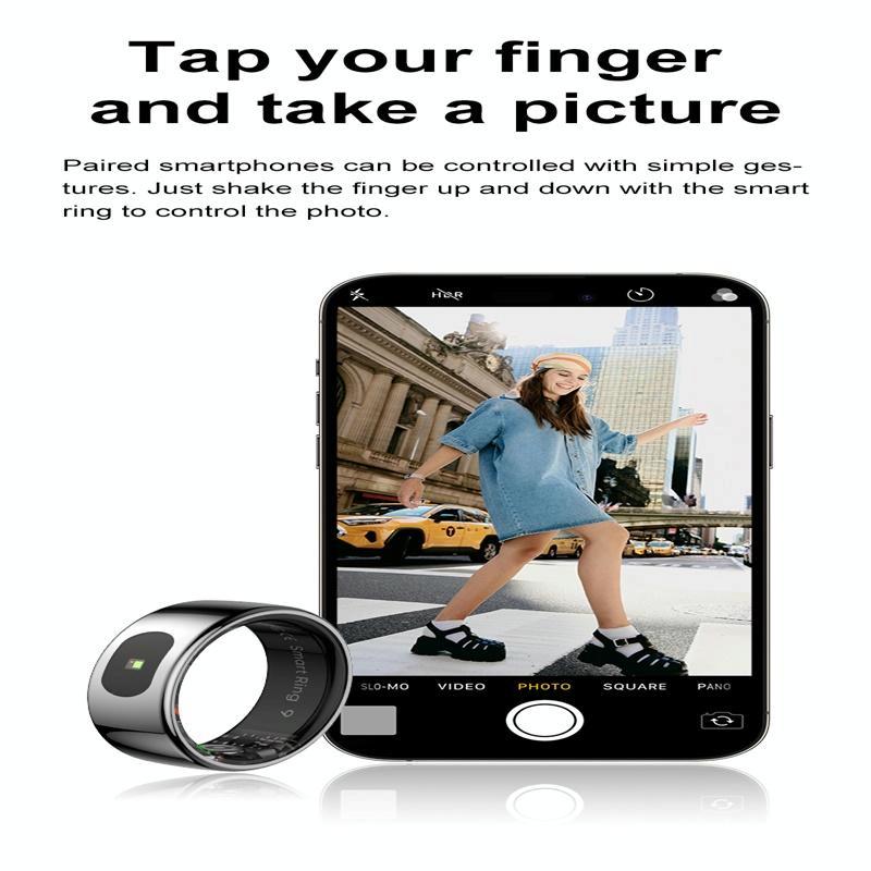 Smart Ring Heart Rate Blood Oxygen Sleep Sports Size 10 - Black