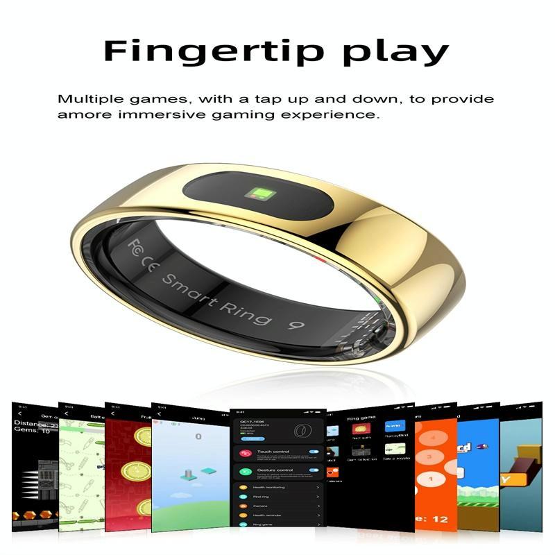 Smart Ring Heart Rate Blood Oxygen Sleep Sports Size 10 - Black