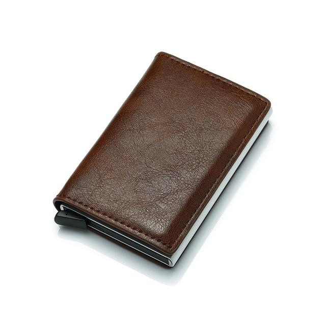 Anti Magnetic Rfid Leather Metal Wallet Universal Fit Black - Black