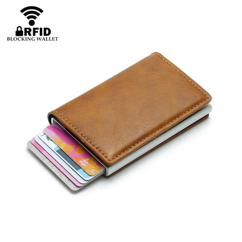 Anti Magnetic Rfid Leather Metal Wallet Universal Fit Black - Black