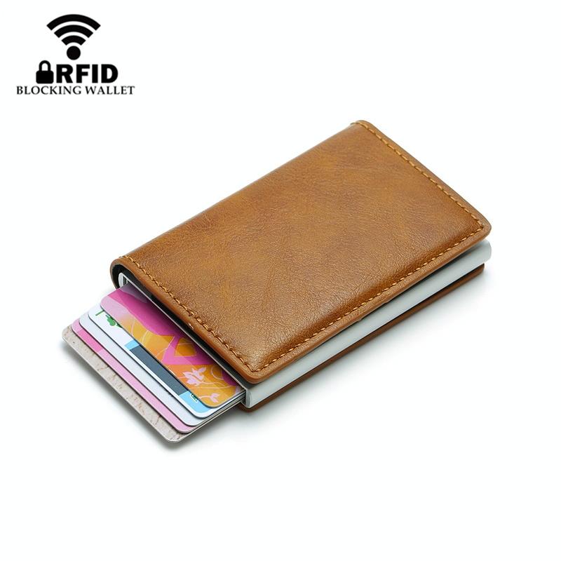 Anti Magnetic Rfid Leather Metal Wallet Universal Fit Black - Black