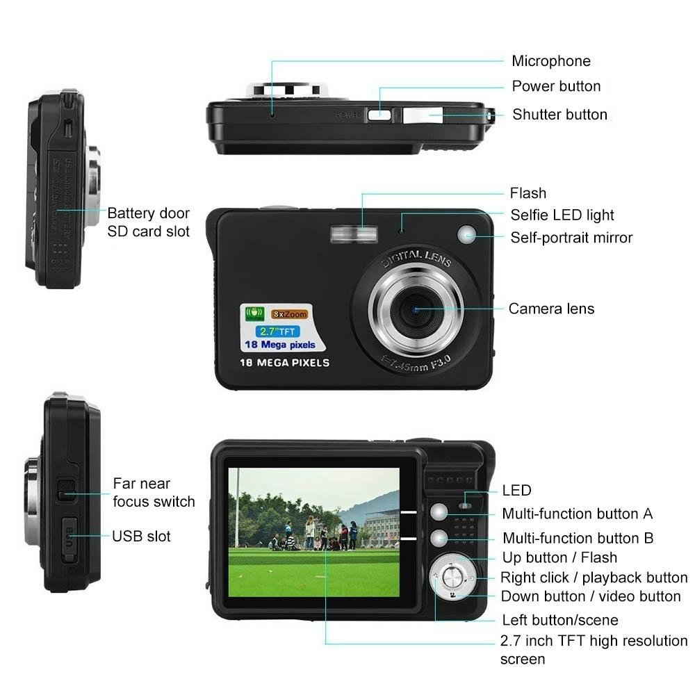 Compact Digital Camera For Daily Photos And Videos - Ideal For Students - Black