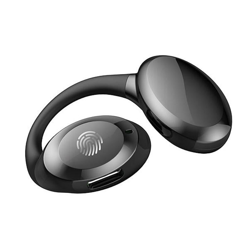 Waterproof Touch Control Wireless Earphones with Ear-hook for Sports - Black