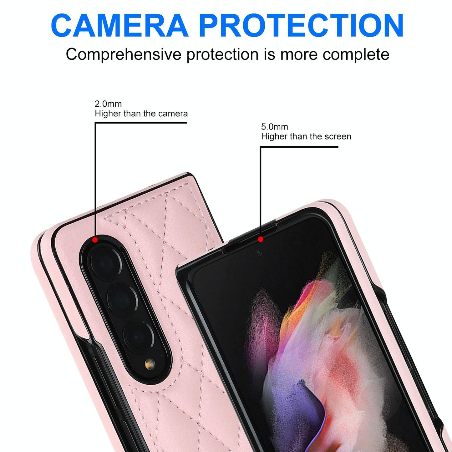 Foldable Microfiber Phone Case for Samsung Galaxy z Fold 4 - Rhombic Design - Black