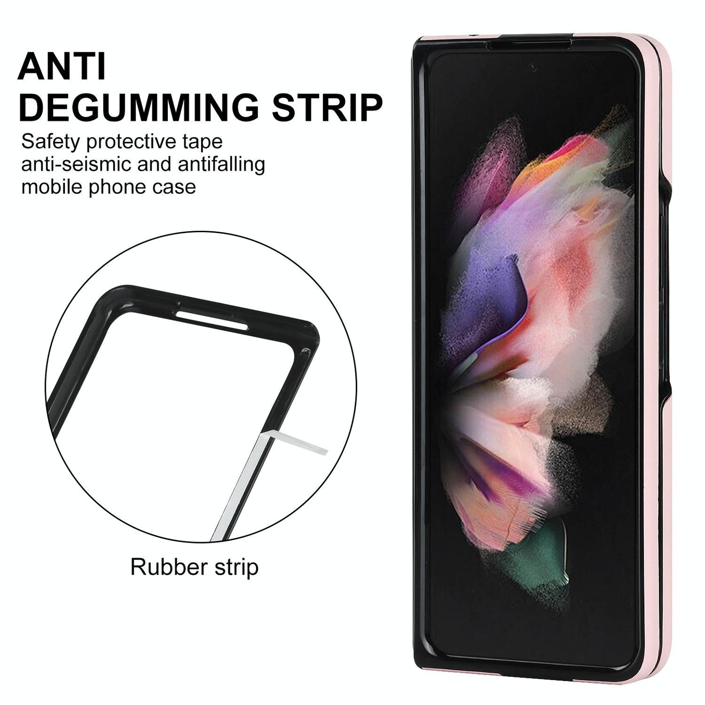 Foldable Microfiber Phone Case for Samsung Galaxy z Fold 4 - Rhombic Design - Black