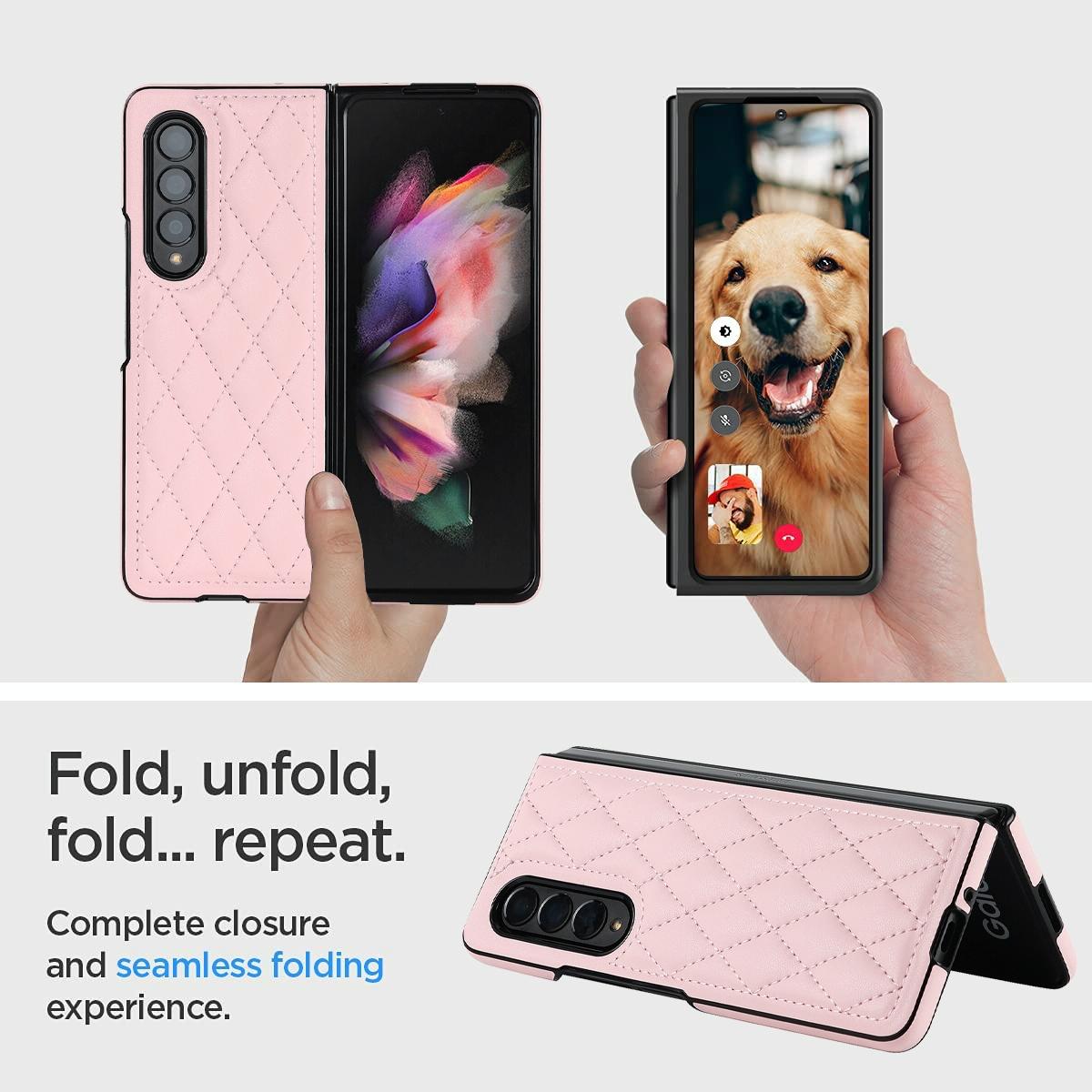 Foldable Microfiber Phone Case for Samsung Galaxy z Fold 4 - Rhombic Design - Black