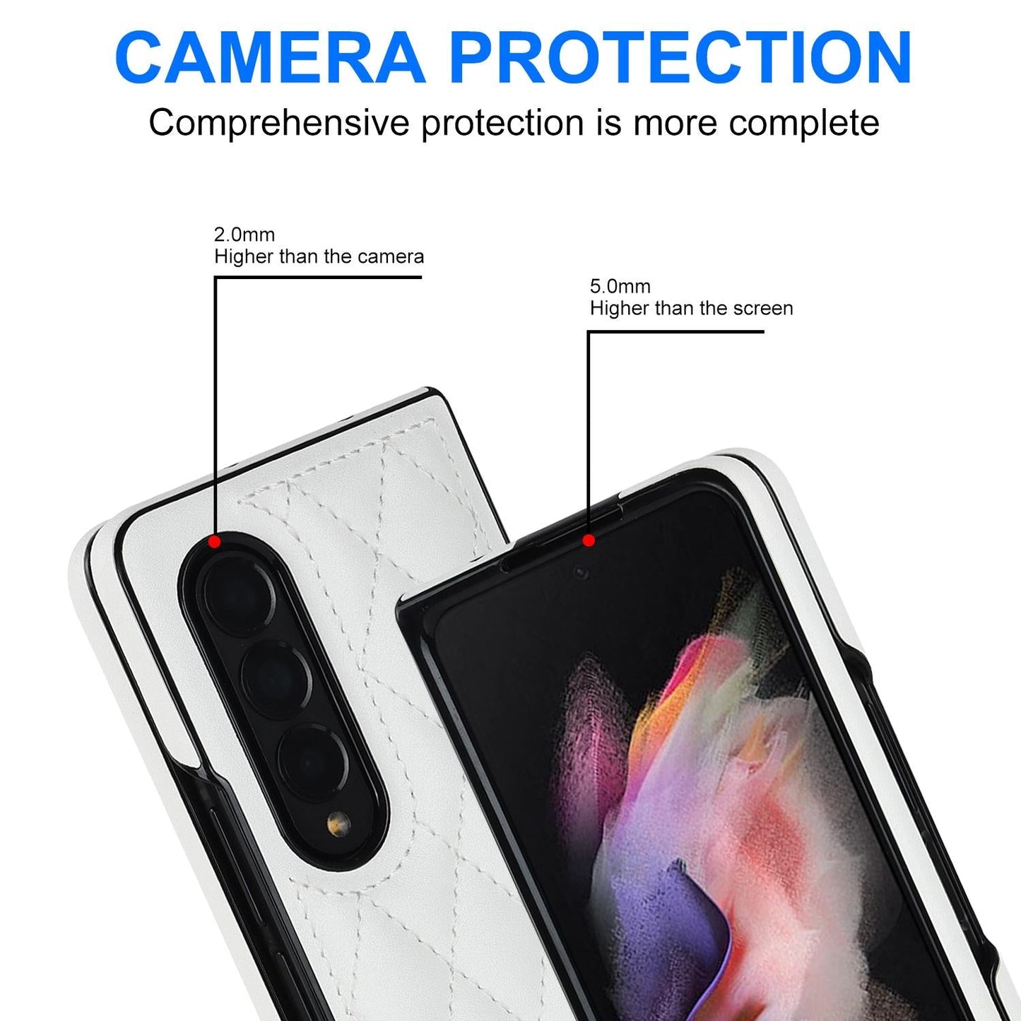 Foldable Microfiber Phone Case for Samsung Galaxy z Fold 4 - Rhombic Design - Black