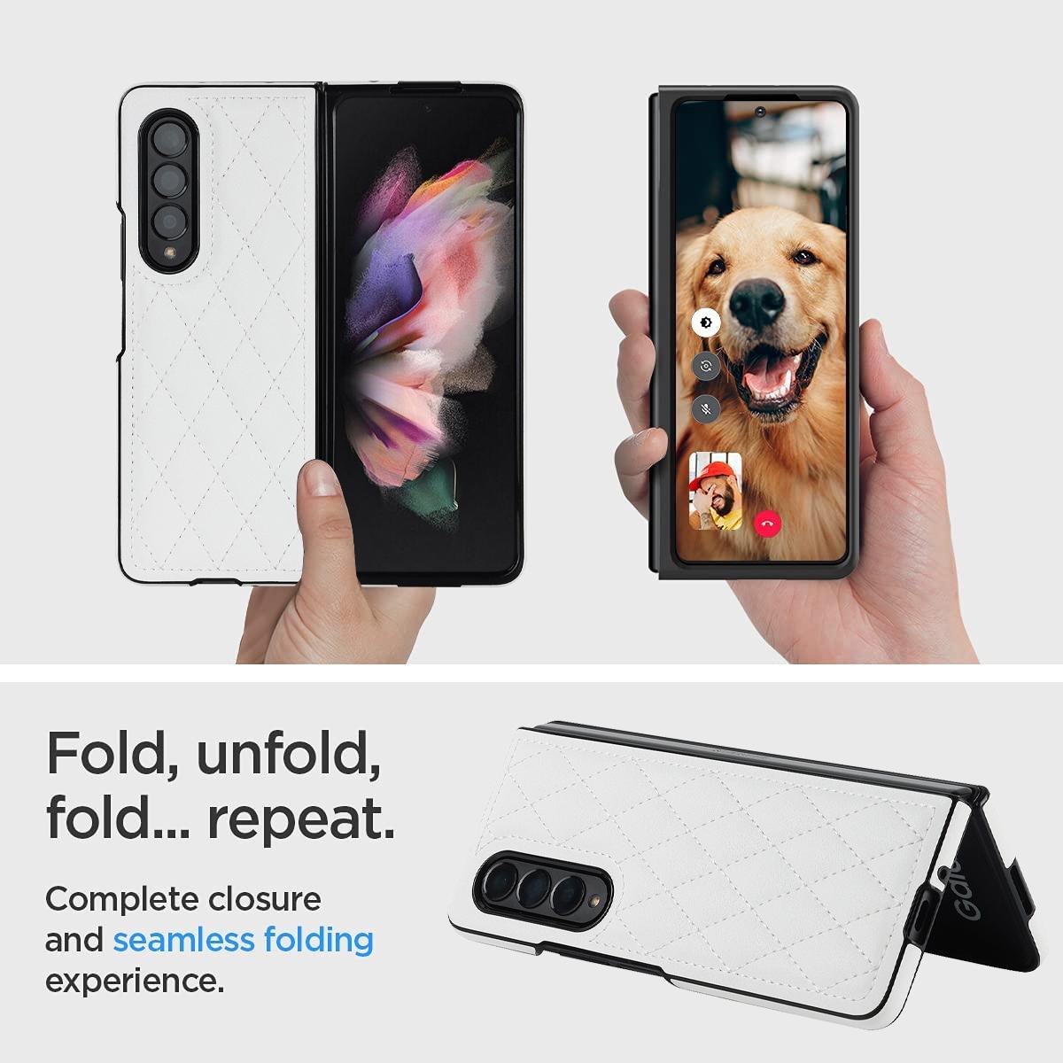 Foldable Microfiber Phone Case for Samsung Galaxy z Fold 4 - Rhombic Design - Black