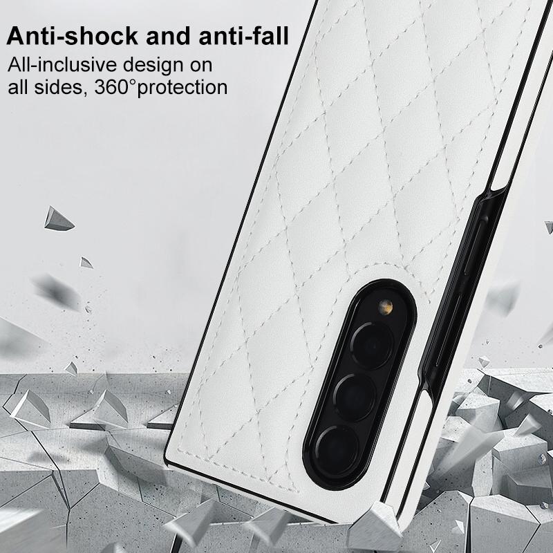 Foldable Microfiber Phone Case for Samsung Galaxy z Fold 4 - Rhombic Design - Black