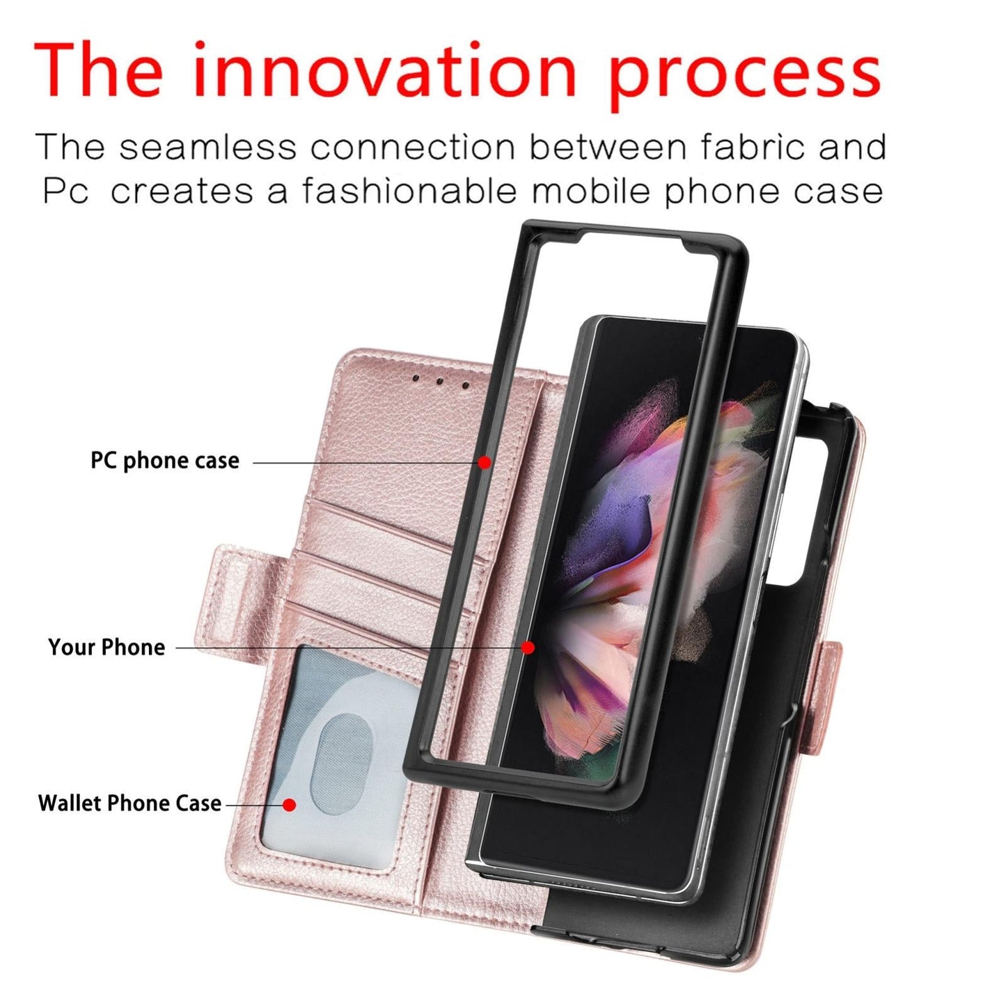 For Samsung Galaxy Z Fold4 5G Litchi Pattern Case With Pen And Card Slots - 4 - Black