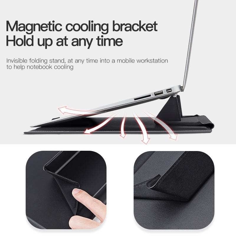 Universal Magnetic Laptop Holder Bag - Stitched Inner - Brown