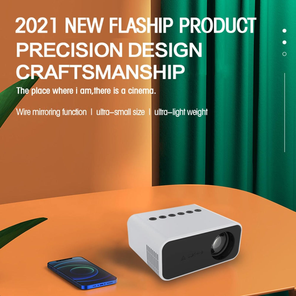 Portable Mini Home Theater Projector - 80 Lumens 1920X1080P Remote Control & Adaptor - White