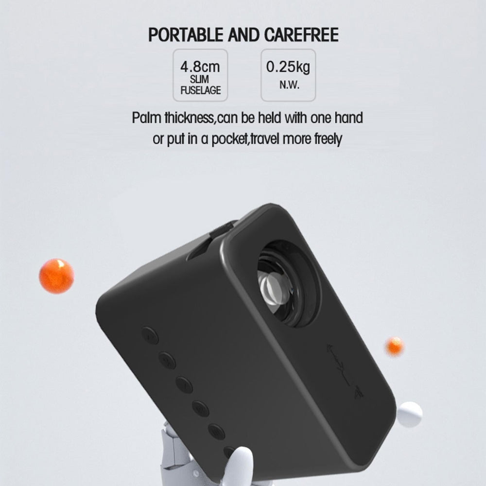 Portable Mini Home Theater Projector - 80 Lumens 1920X1080P Remote Control & Adaptor - White
