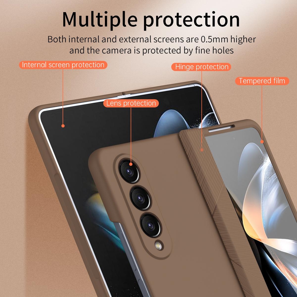 Foldable Phone Case with Pen and Stylus for Samsung Galaxy z Fold 4 / 5g - Coffee