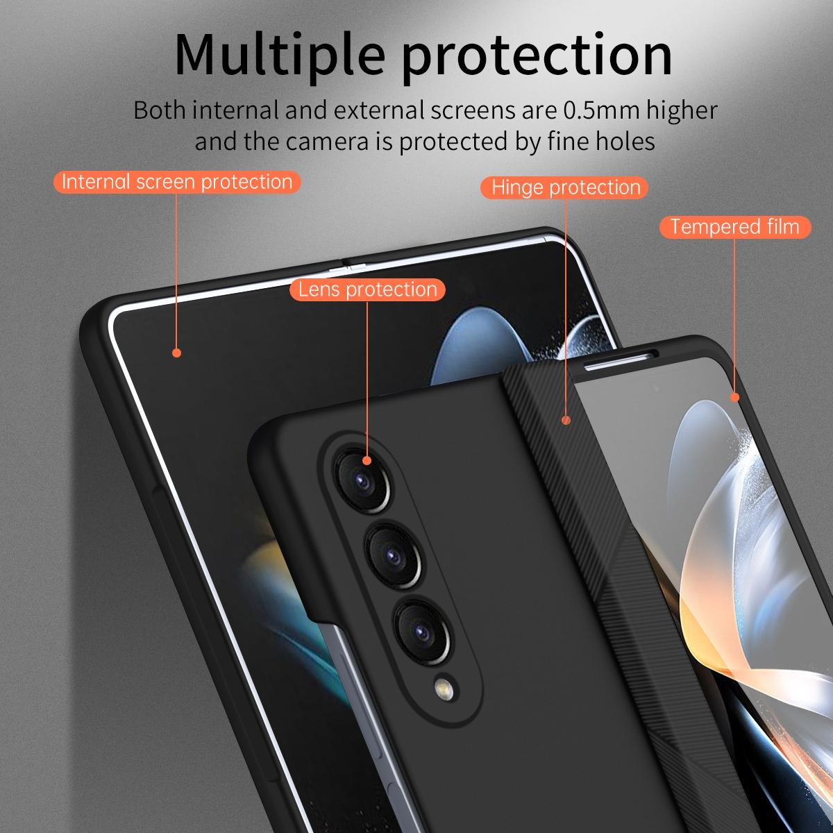 Foldable Phone Case with Pen and Stylus for Samsung Galaxy z Fold 4 / 5g - Coffee