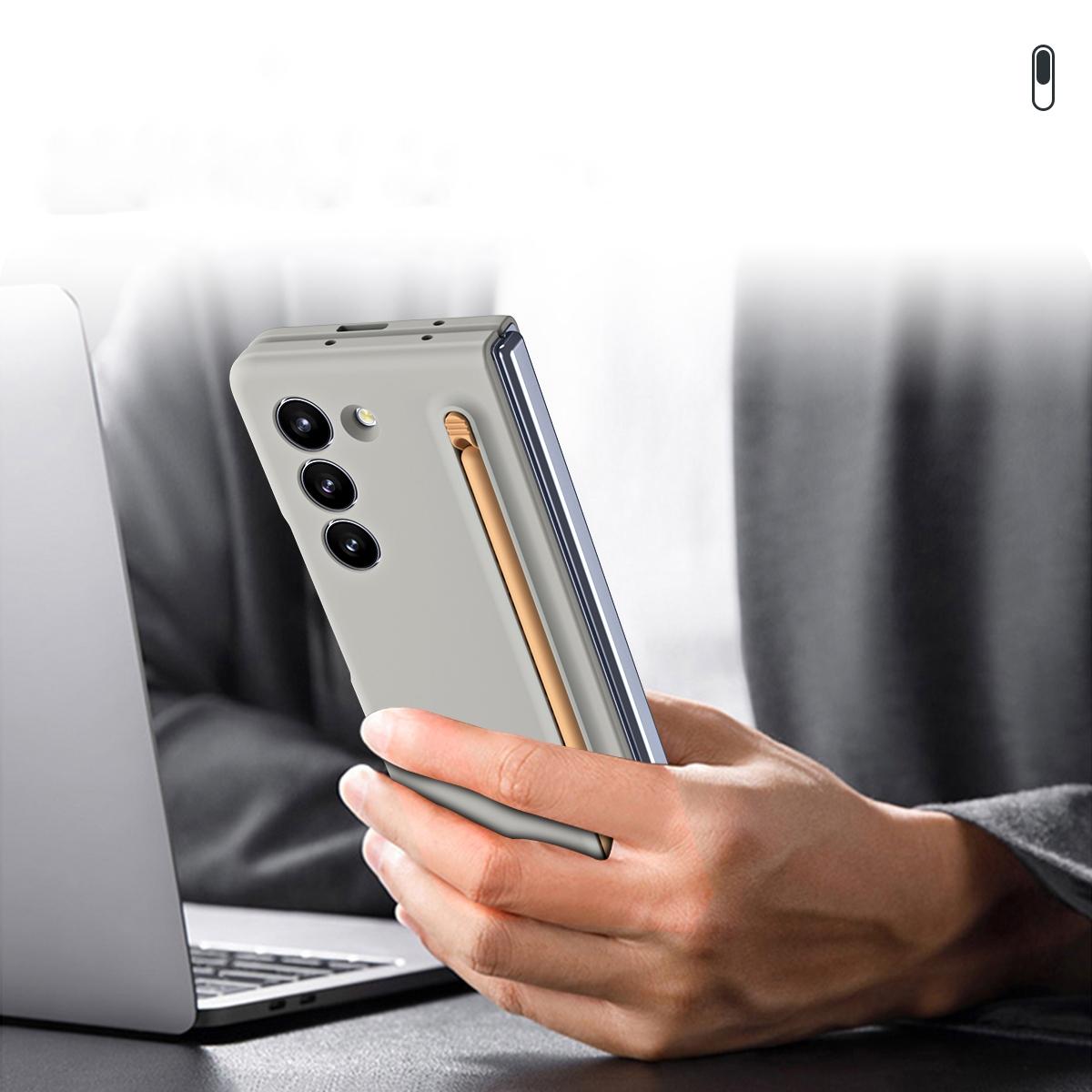 Enhanced Shockproof Phone Case for Samsung Galaxy z Fold 4 - Pen Design - Light Gray
