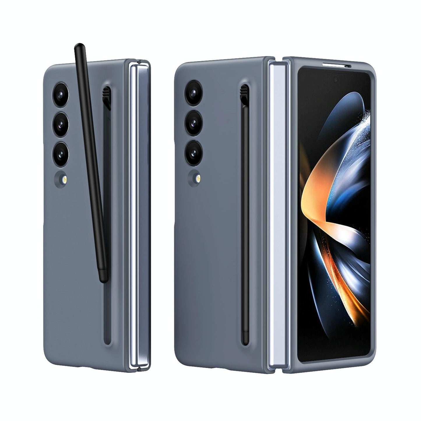 Enhanced Shockproof Phone Case for Samsung Galaxy z Fold 4 - Pen Design - Light Gray
