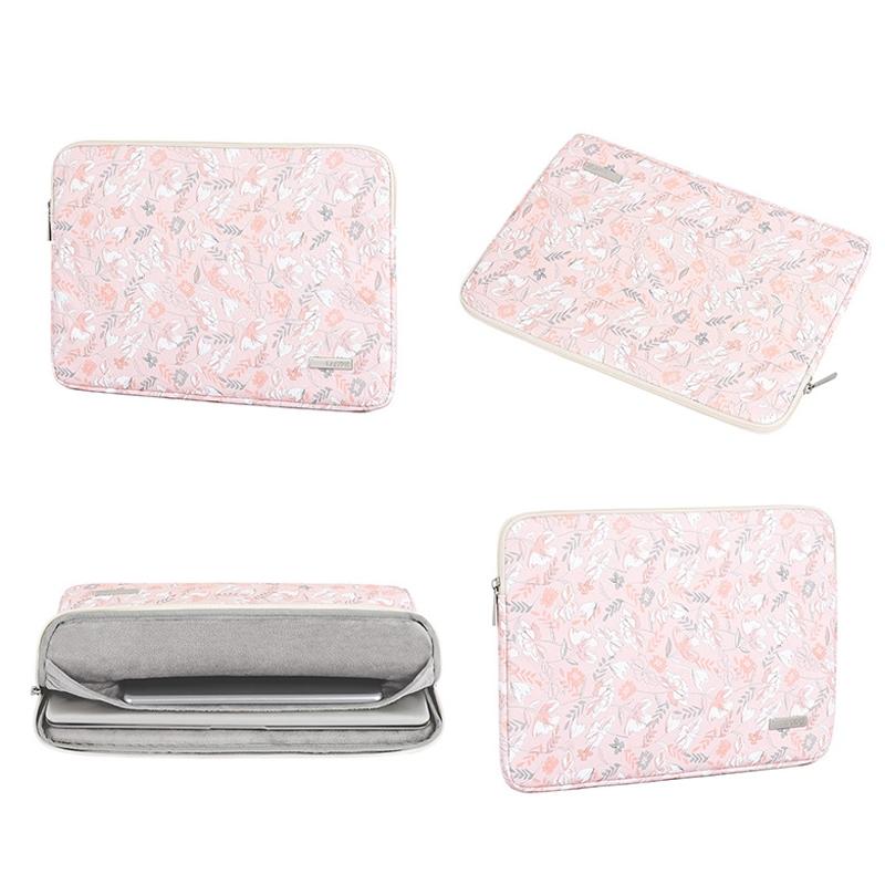Waterproof 12 Laptop Liner Bag in Light Pink Pu Leather