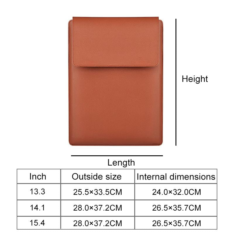 14.1 Inch Laptop Sleeve Leather Carrying Bag - Black