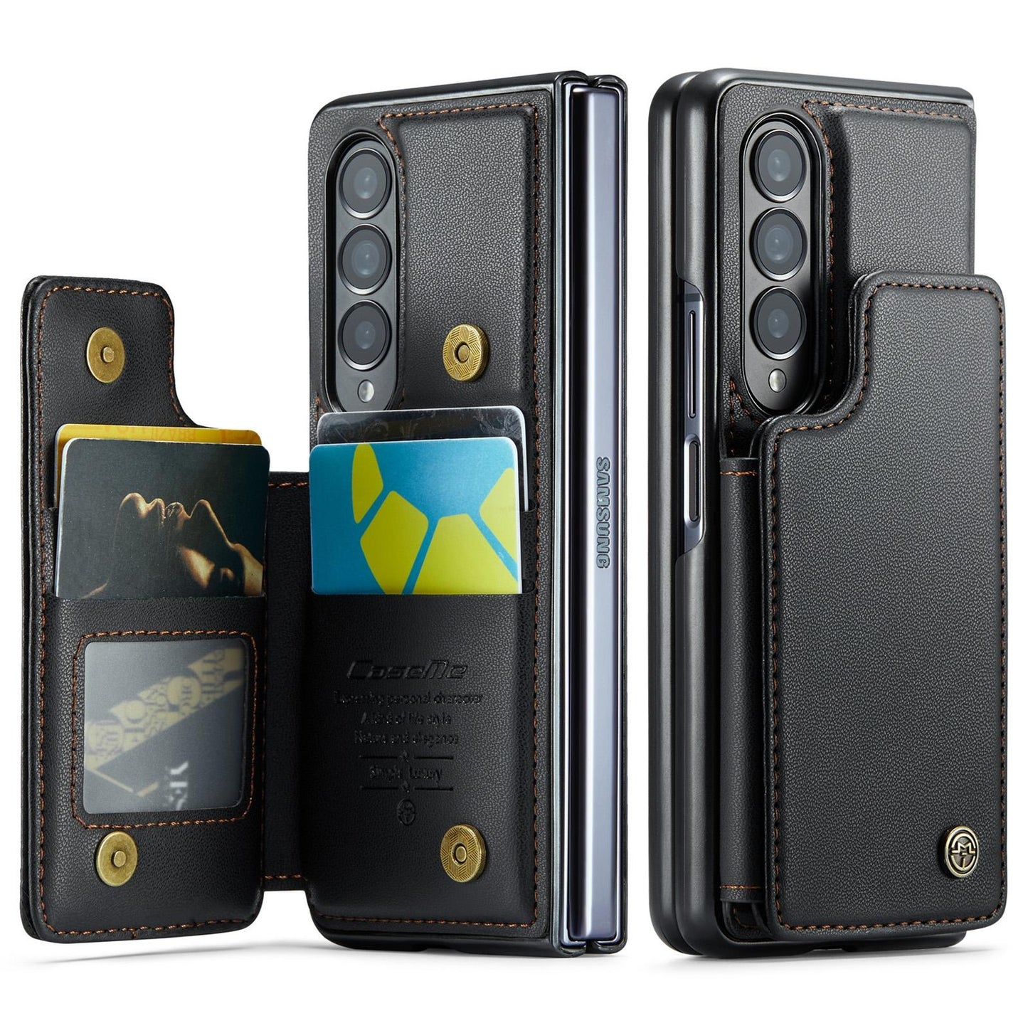 Leather Rfid Phone Case for Samsung Galaxy z Fold 4 5g - Black
