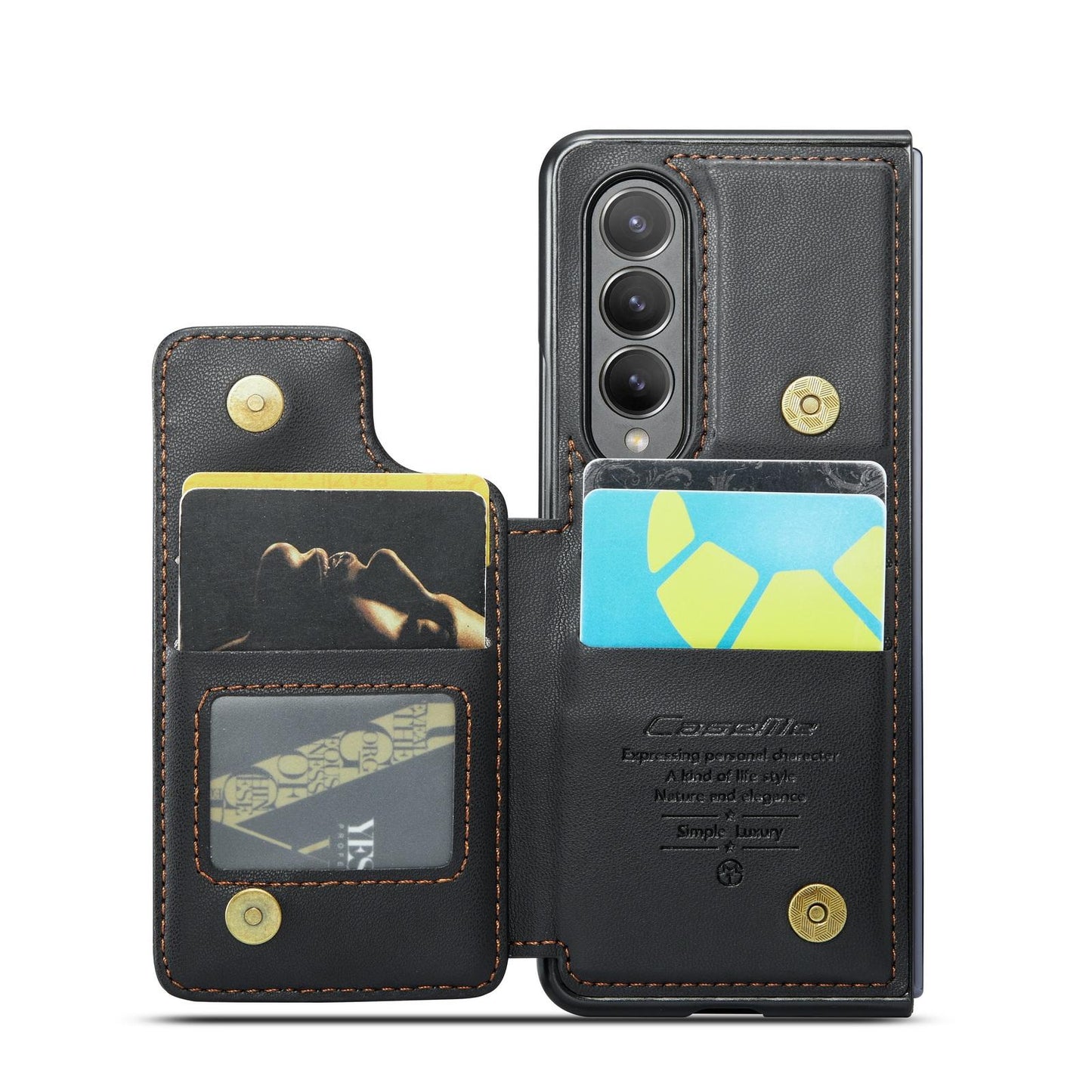 Leather Rfid Phone Case for Samsung Galaxy z Fold 4 5g - Black