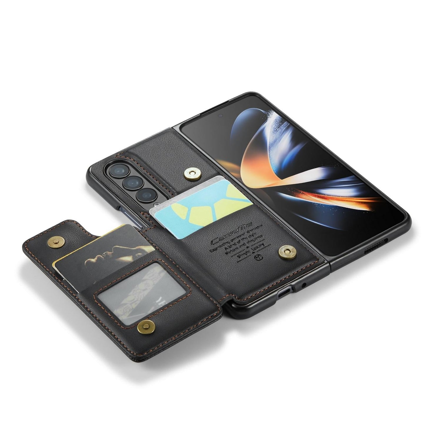 Leather Rfid Phone Case for Samsung Galaxy z Fold 4 5g - Black