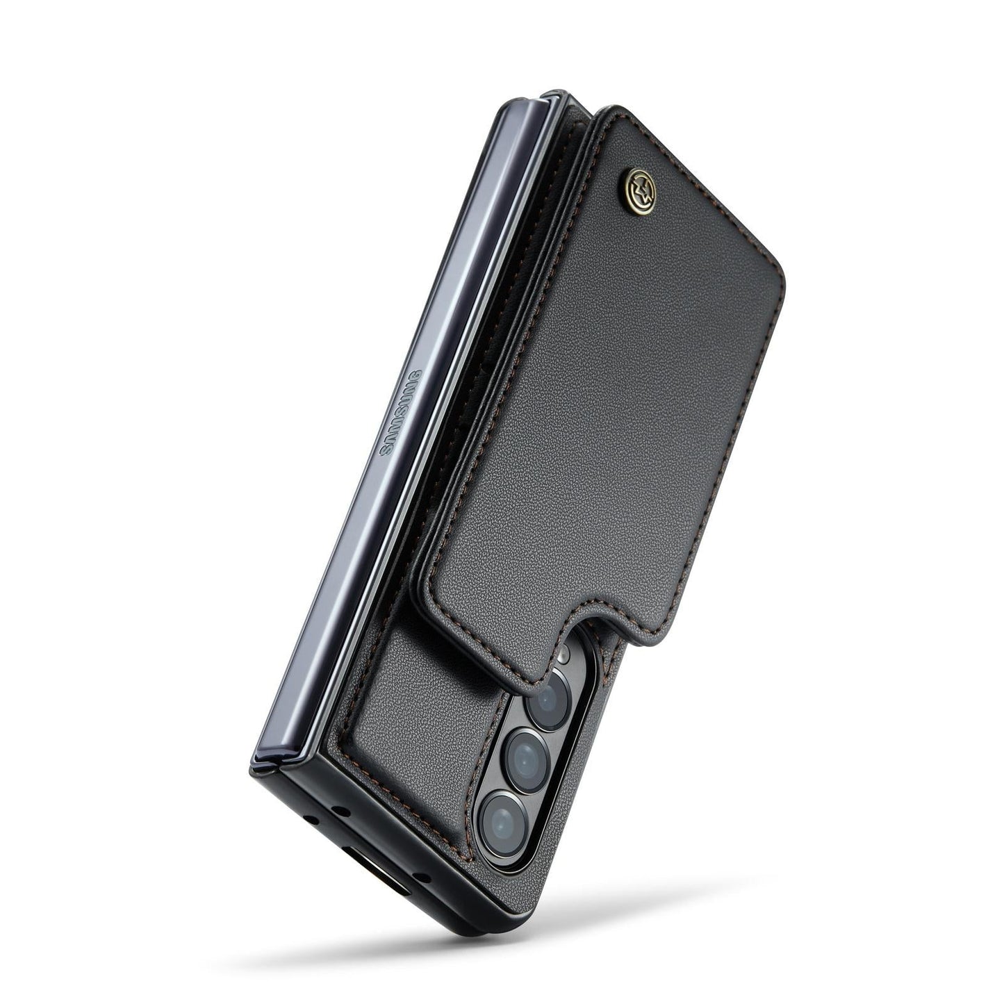 Leather Rfid Phone Case for Samsung Galaxy z Fold 4 5g - Black