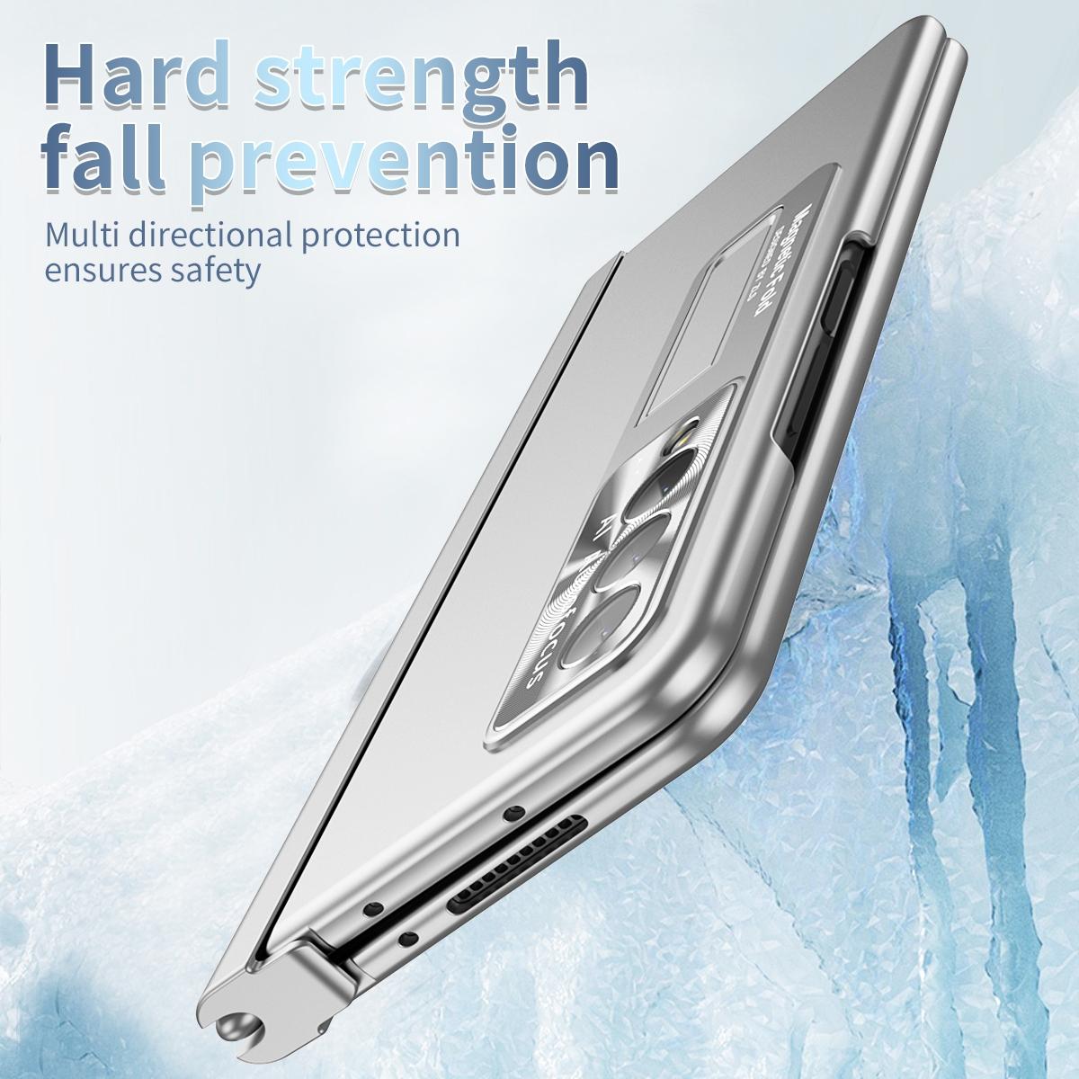 Foldable Phone Case with Pen Slot for Samsung Galaxy z Fold 4 - Electroplated - Pink