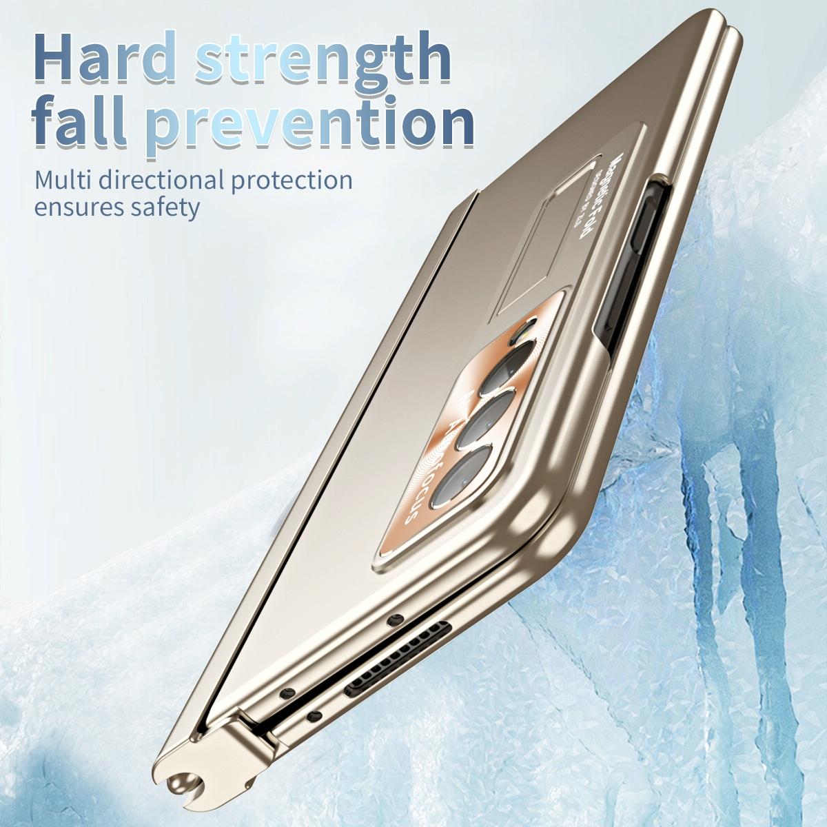 Foldable Phone Case with Pen Slot for Samsung Galaxy z Fold 4 - Electroplated - Pink