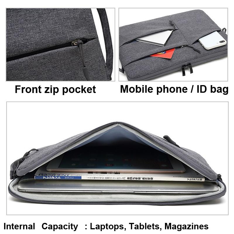 13.3 Inch Business Laptop Liner Bag - Polyester Zipper Closure - Black