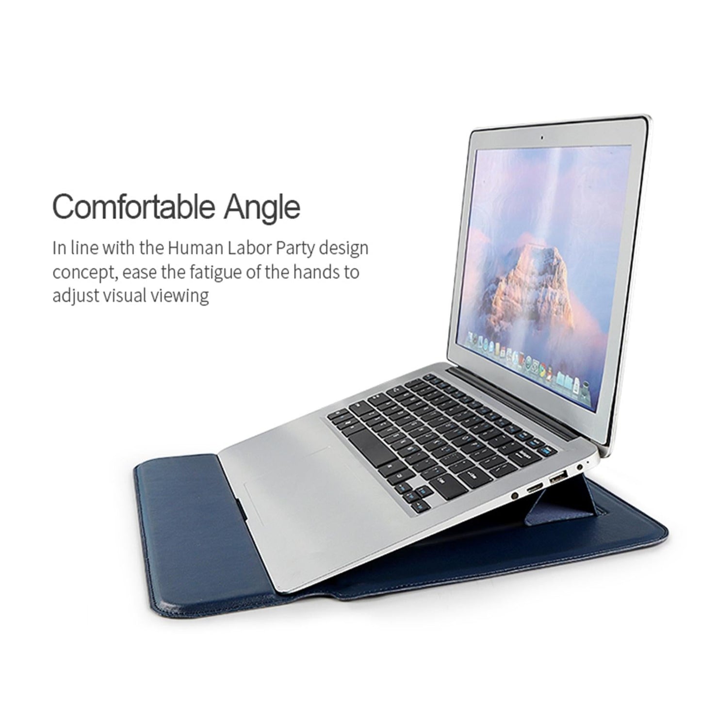 Multifunctional Notebook Liner Bag - Fits 14.1-15.4 Inch - Pu Material - Royal Blue