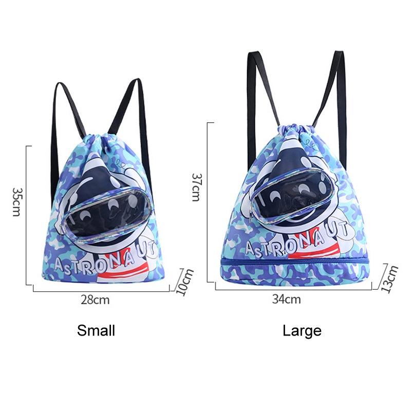 Kids' Swim Bag Cute Cartoon Beach Backpack Waterproof Dry / Wet Large 2 Layer - Blue - Small 1 Layer