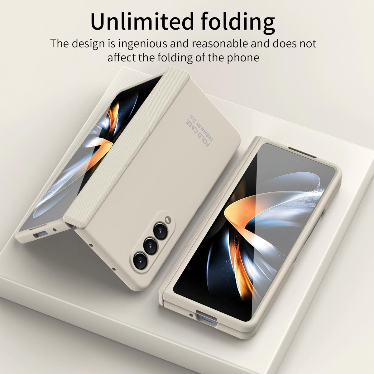 For Samsung Galaxy Z Fold4 5G Premium Hinged Folding Case - Coffee