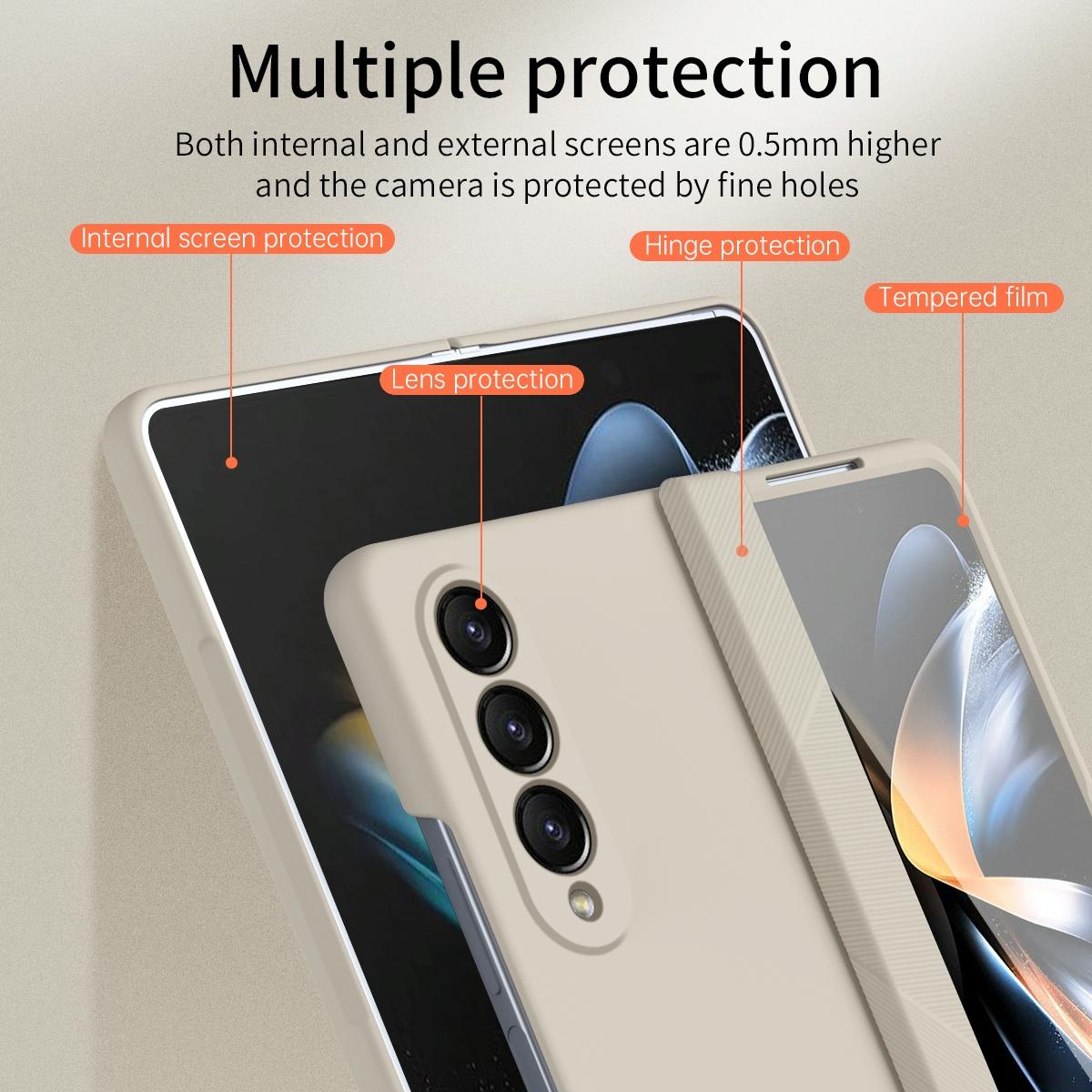 For Samsung Galaxy Z Fold4 5G Premium Hinged Folding Case - Coffee