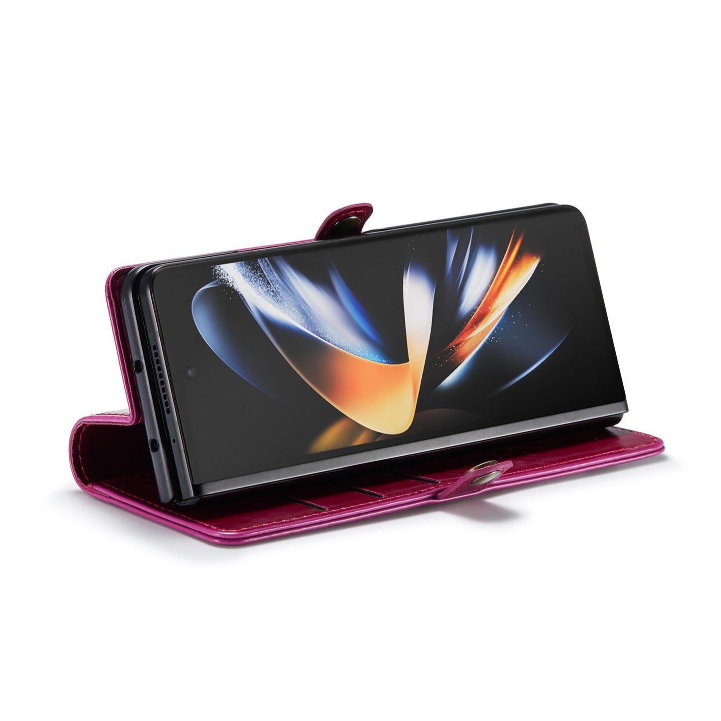 Premium Crazy Horse Leather Phone Case for Samsung Galaxy z Fold 4 - Black