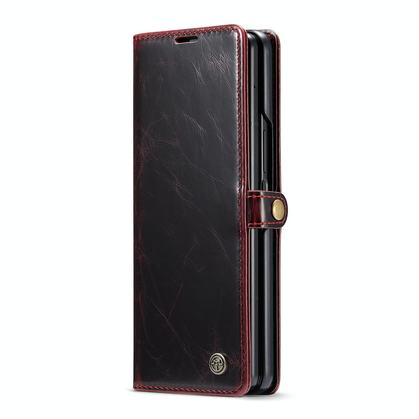 Premium Crazy Horse Leather Phone Case for Samsung Galaxy z Fold 4 - Black